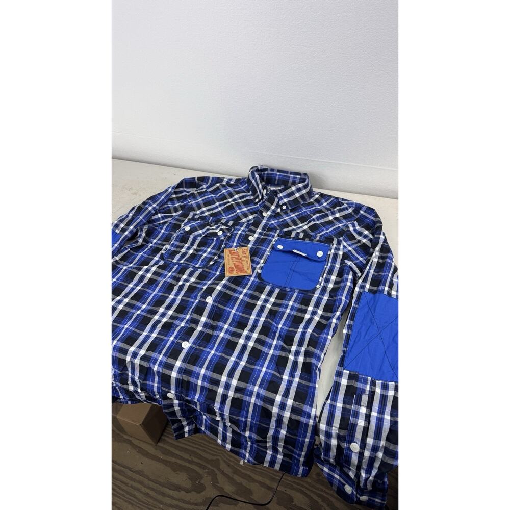 Bound For Glory Men’s Blue Plaid Button Up Shirt Long Sleeve NWT Large